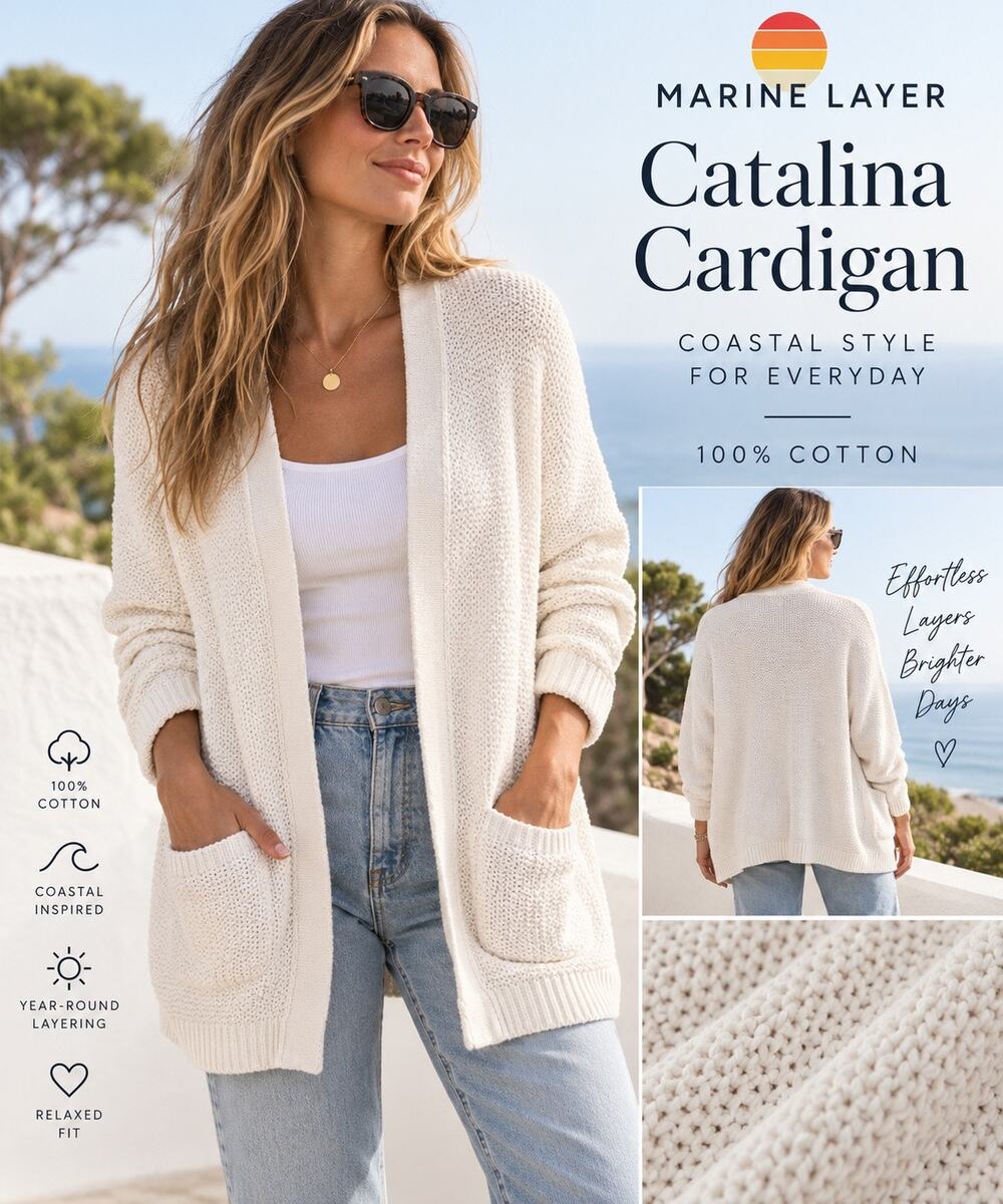 Coastal Grandmother Quiet Luxury Marine Layer Catalina Cardigan Soft White L